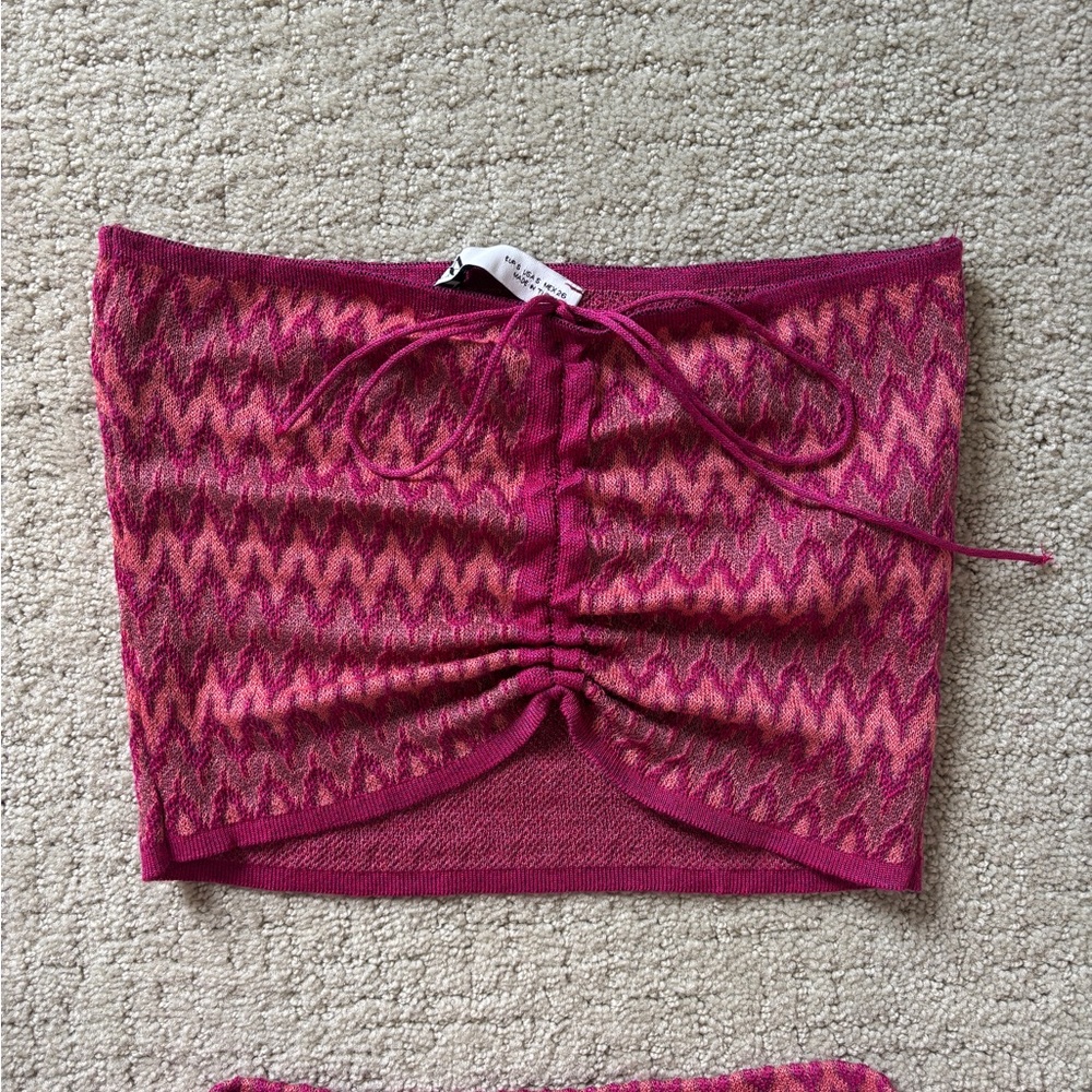 Zara Fuchsia Jacquard Knit Skirt Set - Picture 5 of 5